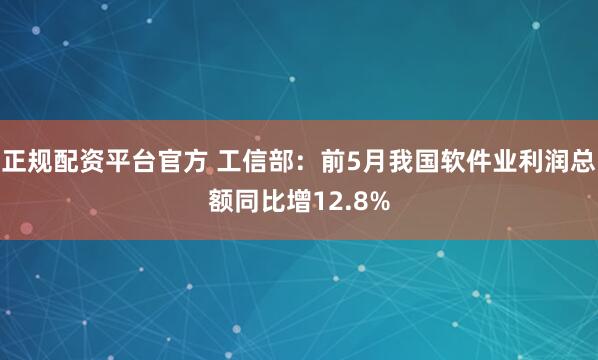 正规配资平台官方 工信部：前5月我国软件业利润总额同比增12.8%